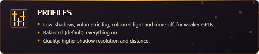 Profiles: Low, Balanced, Quality