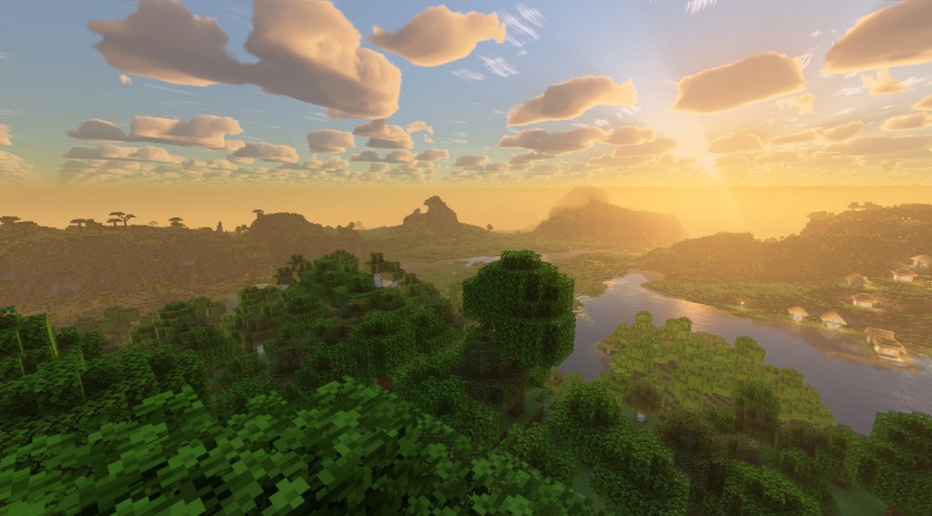 Sunset over a river valley