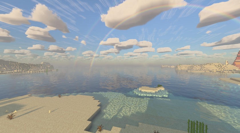 A warm ocean shore